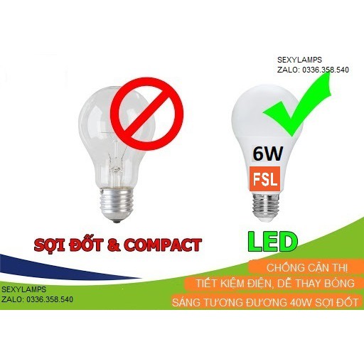 ĐÈN KẸP BÀN - Bóng LED CHỐNG CẬN FSL 6W CHÍNH HÃNG