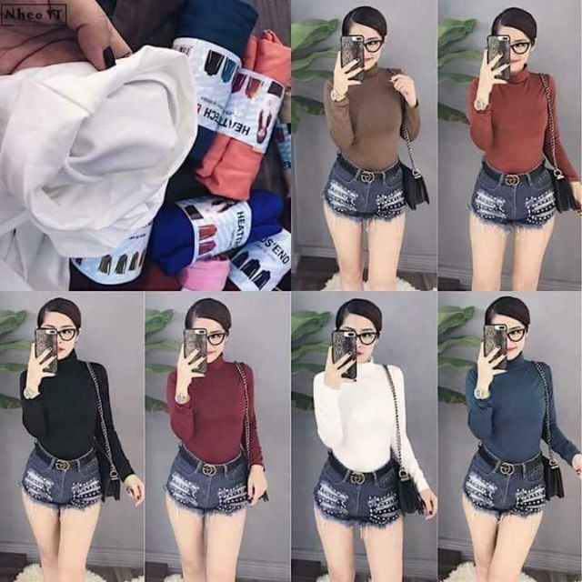 Áo giữ nhiệt nữ cổ 3 phân lót nỉ, áo thun lạnh body dài tay nhiều màu