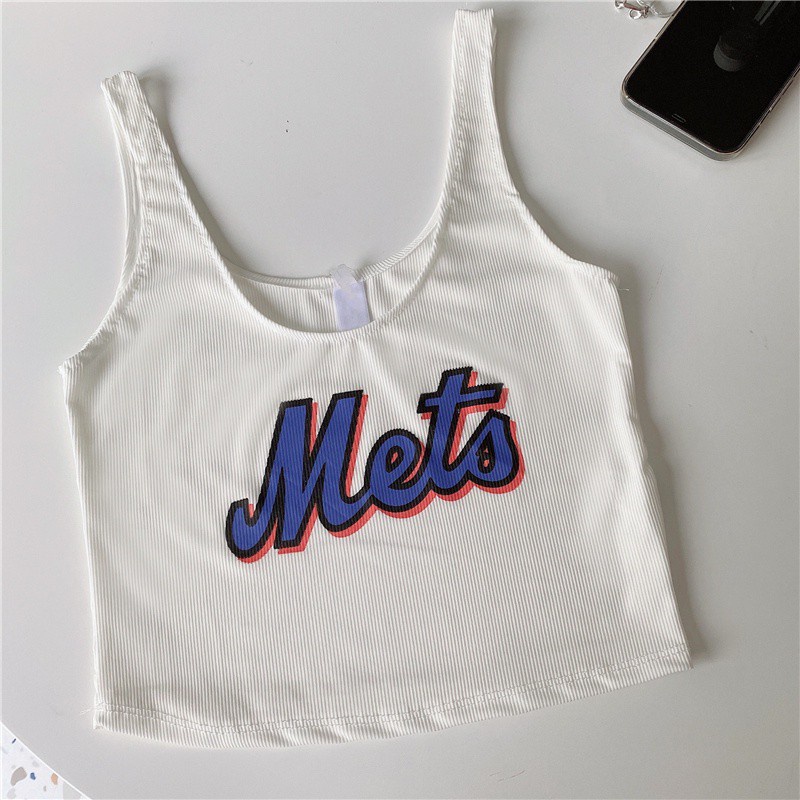 Áo croptop SUXI không tay cổ tròn in họa tiết thời trang mùa hè Hàn Quốc cho nữ