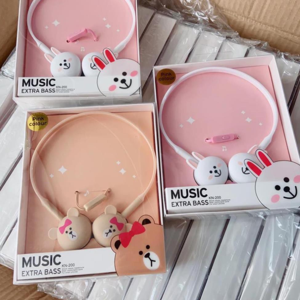 Tai nghe chụp Headphone gấu thỏ line cute