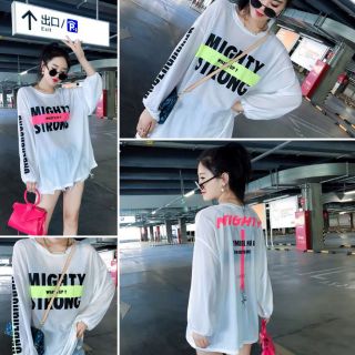 Hàng Có Sẳn - Áo Thun Giấy Dài Tay Cá Tính Form Rộng Giấu Quần