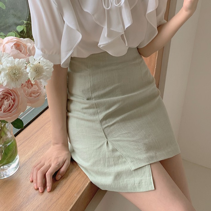 Chân váy chữ A lưng cao xinh xắn kiểu dáng đơn giản thời trang cho nữ 34615
