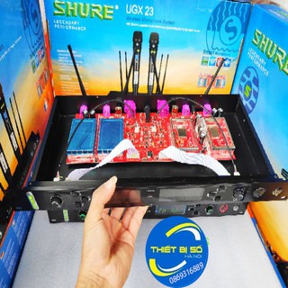MICRO KHÔNG DÂY SHURE UGX 23 MÊN ĐỎ CHÂN TÍM 4 DÂU THU SÓNG KHỎE- new 2022