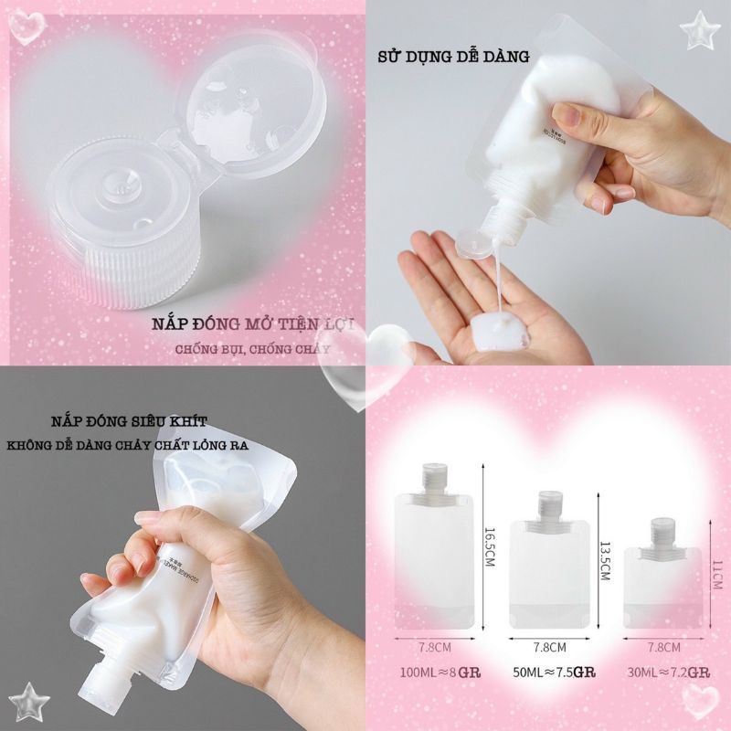 Túi Đựng Mỹ Phẩm Dầu Gội- Sữa Tắm- Dầu Xả Mang Đi Du Lịch Tiện Dụng,Vệ Sinh Dung Tích 30ml/50ml/100ml