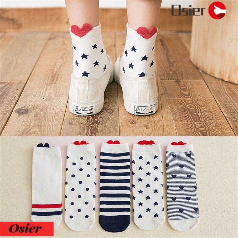 5 Đôi Tất Thuyền Ngắn Vô Hình Chống Trượt Hình Tai Động Vật 1 Cặp