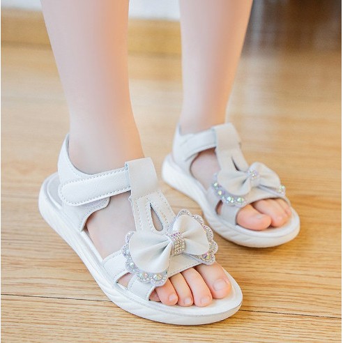 [Hàng sẵn] Sandal Đi Biển _Sandal  Nơ Đính đá xinh xắn, xin xò bé gái từ 3 tuổi đến 15 tuổi