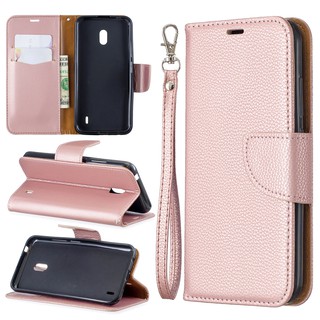 Casing Nokia 2.2/3.2/4.2 lychee pattern solid color leather phone case
