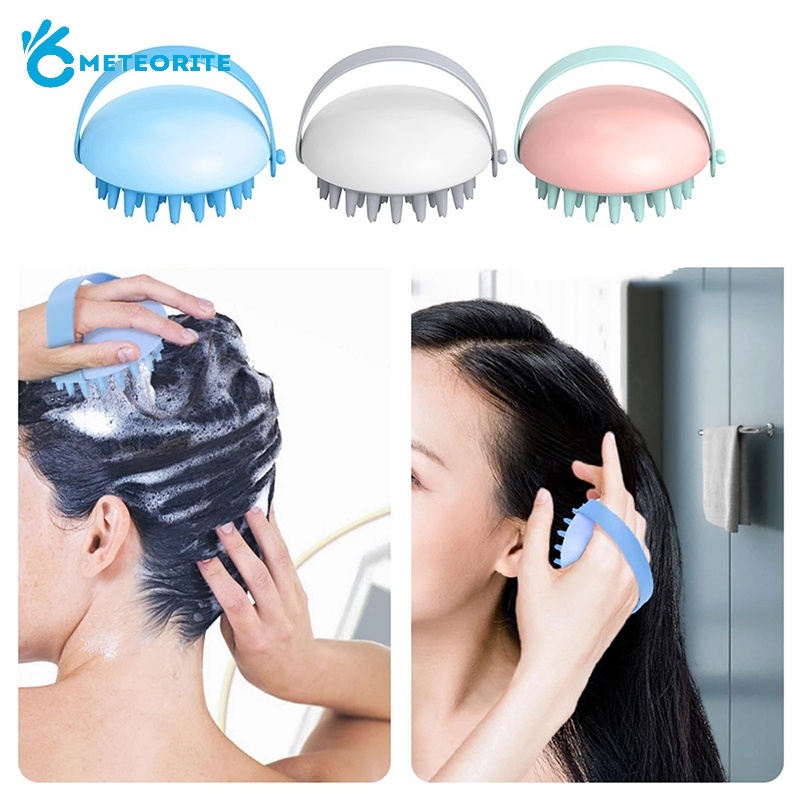 Lược Mát Xa Đầu Tròn Bằng Nhựa ABS Mềm Màu Sắc Ngẫu Nhiên Với Đai Cố Định Chống Gàu Cho Nhà Tắm