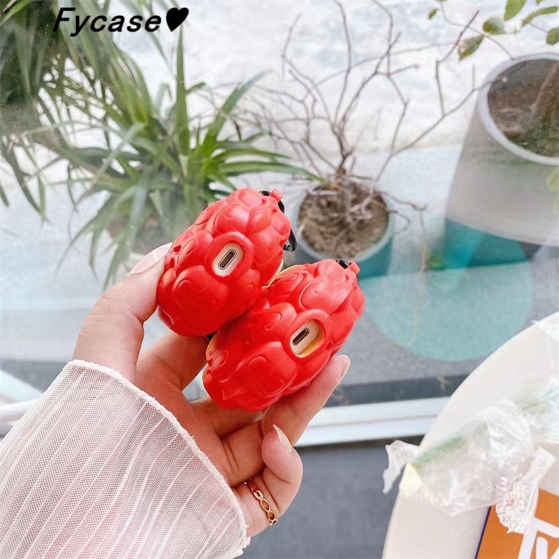 Vỏ Bảo Vệ Hộp Sạc Tai Nghe Airpod 1 2 Pro 3 Bằng Silicon Hình Trái Cây 3D Dễ Thương Chống Sốc