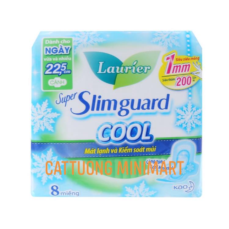 Băng vệ sinh Laurier Super Slimguard Cool siêu mỏng cánh 8 miếng