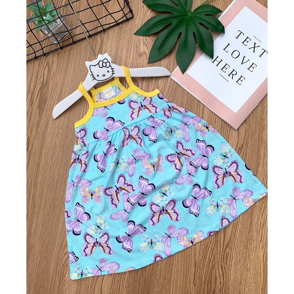 Đầm hai dây cotton siêu xinh đẹp cho bé gái từ 9 đến 24kg