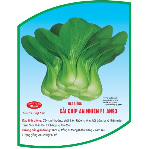10g Hạt giống Cải chíp F1 AN93 - Thân lùn, bẹ to