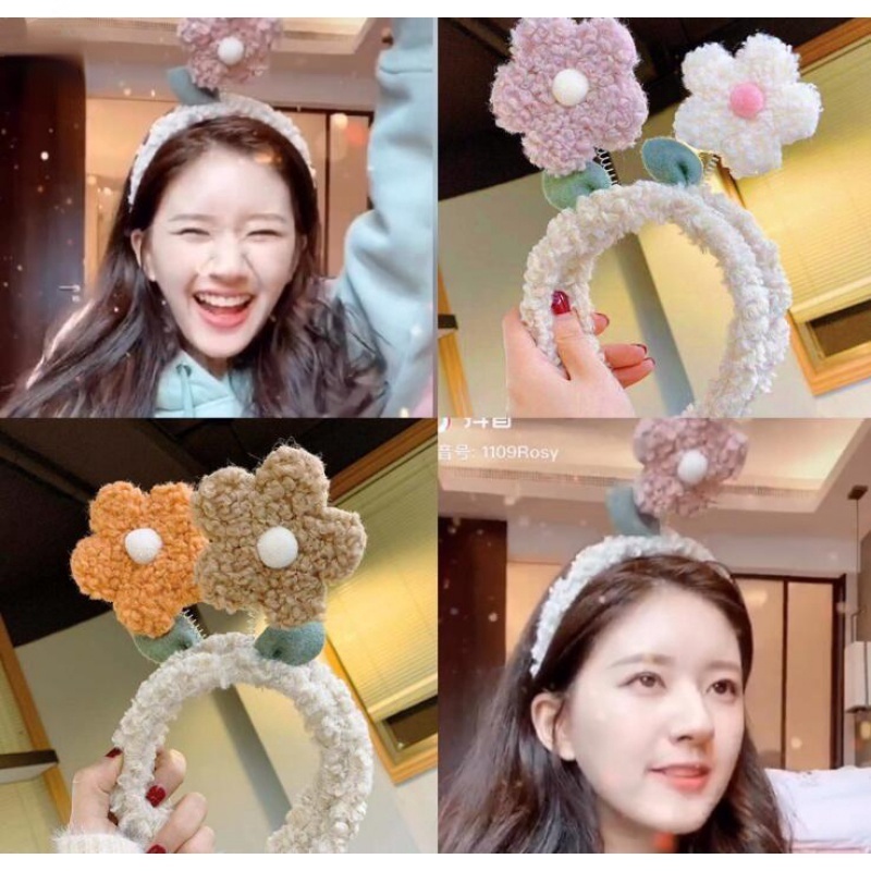 Băng đô vải nhung gắn hình 3D màu kẹo thời trang Hàn đơn giản cho nữ