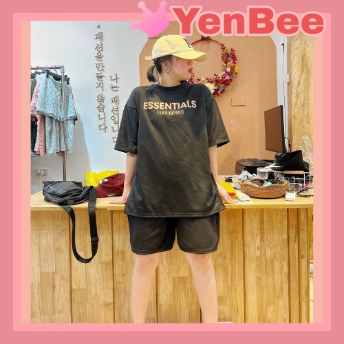 Bộ quần áo UNISEX E.S.SENTIALS nam nữ cực chất cục đẹp, Set quần áo sơ mi form rộng thoái mái chất cotton thoáng mát