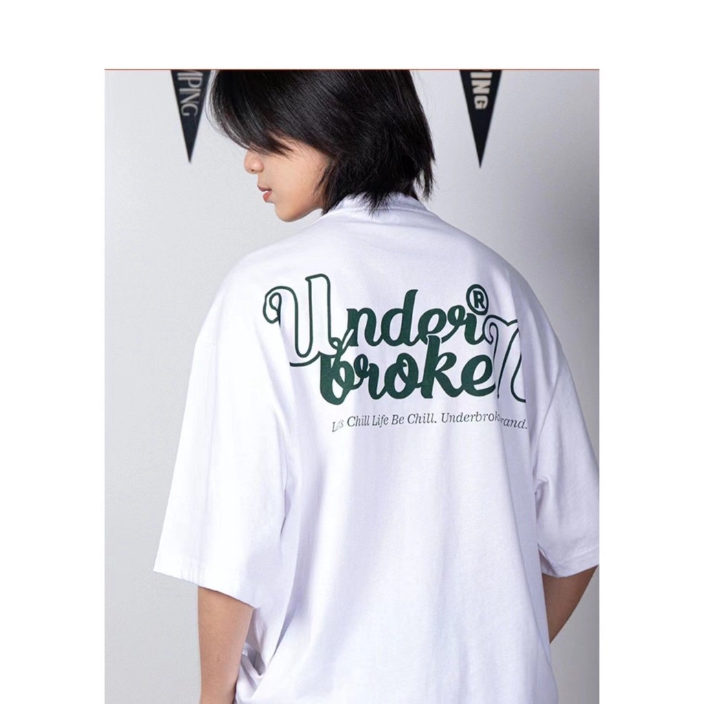 Áo thun nam nữ, áo phông in hình underbroken xanh rêu tay lỡ form rộng hot 2022