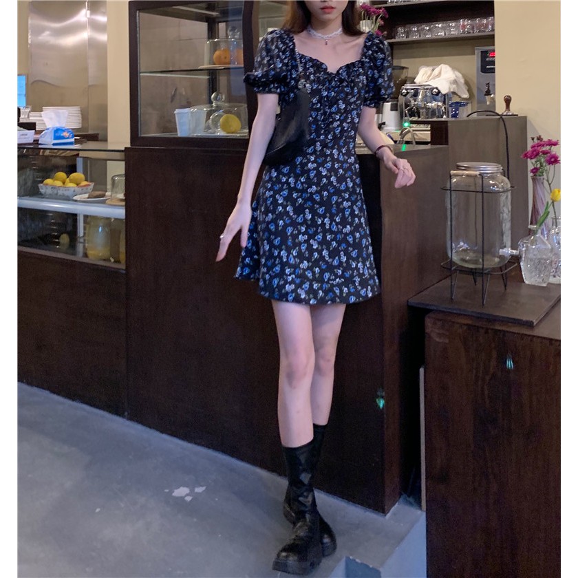 Đầm hoa đen retro DD079 | BigBuy360 - bigbuy360.vn