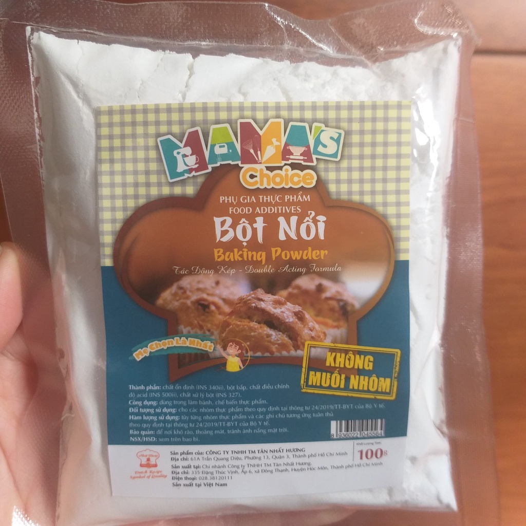 Bột nổi Baking power làm bánh bông lan,bánh bao 100gr không muối nhôm an toàn cho người sử dụng