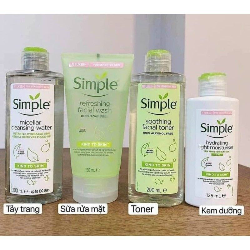 TRỌN BỘ SIMPLE CHĂM DA MỤN - DA NHẠY CẢM CHÍNH HÃNG