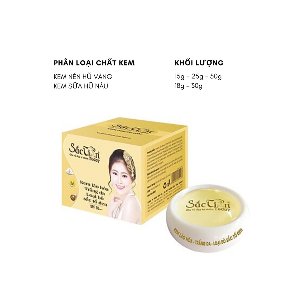 Kem lão hóa, trắng da, loại bỏ sắc tố đen Sắc Tiên Today 8g - 15g - 18g - 25g - 30g mờ vết nhăn ngăn ngừa sạm