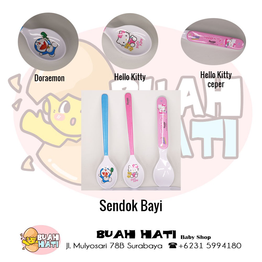 Muỗng ăn hình Hello Kitty/Doremon đáng yêu cho bé | Mô hình nhân vật hoạt hình Maspion Vanda Srithai Melamine