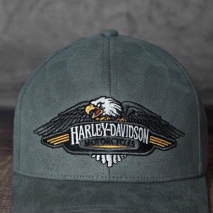 Nón kết HARLEY DAVIDSON Cực Chuẩn  Vải Jean da lộn Hàn Quốc cap cấp ,Logo thêu 3D nổi. màu xám lông 