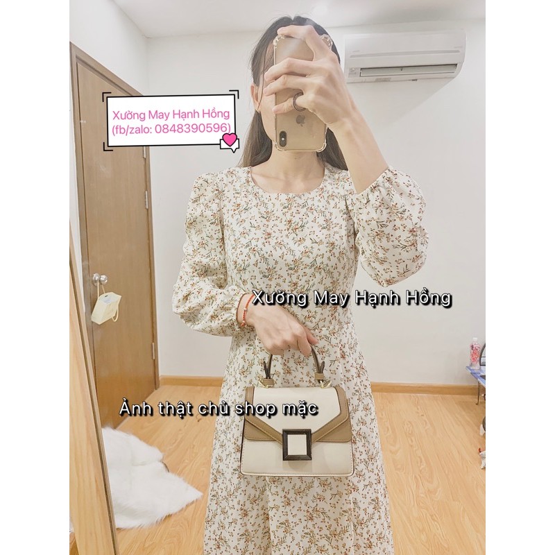 [Video/Ảnh Thật] Váy Hoa Nhí Dài Tay Vintage - Váy Thu Đông - Xưởng May Hạnh Hồng | BigBuy360 - bigbuy360.vn