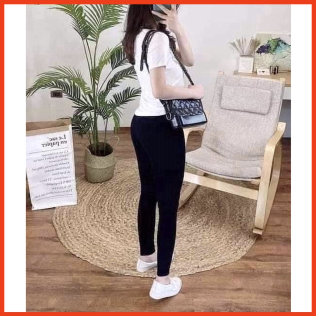 QUẦN LEGGING NỮ CHẤT VÃI COTTON 4 CHIỀU CO GIẢN FORM ÔM TÔN DÁNG