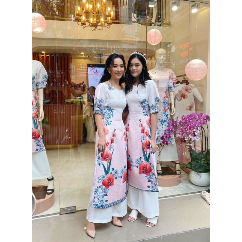 ÁO DÀI GẤM VÂN ♥️LAN HỒ ĐIỆP TAY NHÚN BỒNG ĐIỆU ĐÀ♥️KÈM ẢNH THẬT VÀ VIDEO