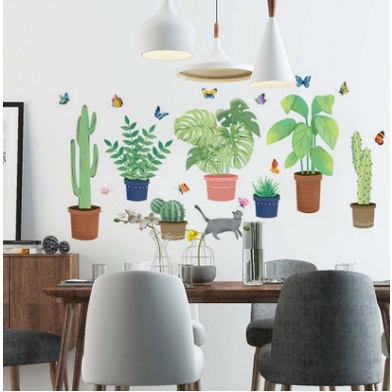 Decal dán tường, tranh dán tường cây hoa lá trang trí nhà cửa, quán cà phê hàng cao cấp - MyNa Mart