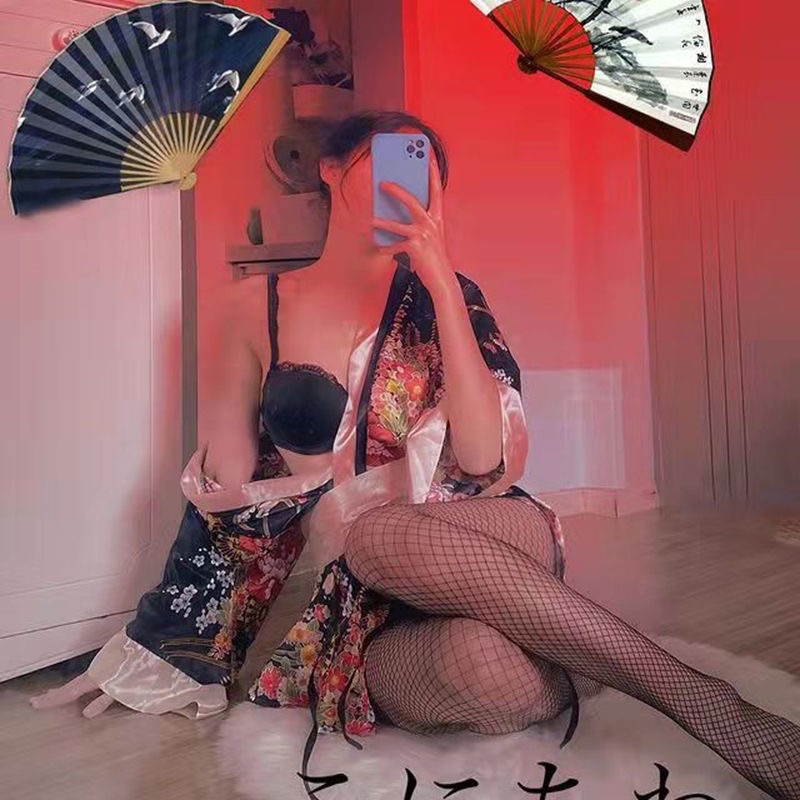 Đồ Ngủ Kimono Hoa anh đào Gợi Cảm Quyến Rũ Kèm Quần chíp