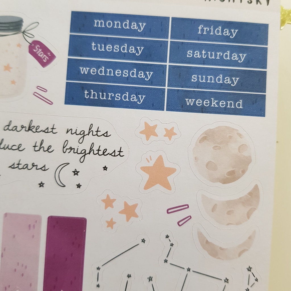 Sticker Trang Trí Sổ - Chủ Đề Nhật Ký - WK NIGHTSKY - Sổ Đựng Card - Trang Trí LOMO - Trang Trí TOPLOADER