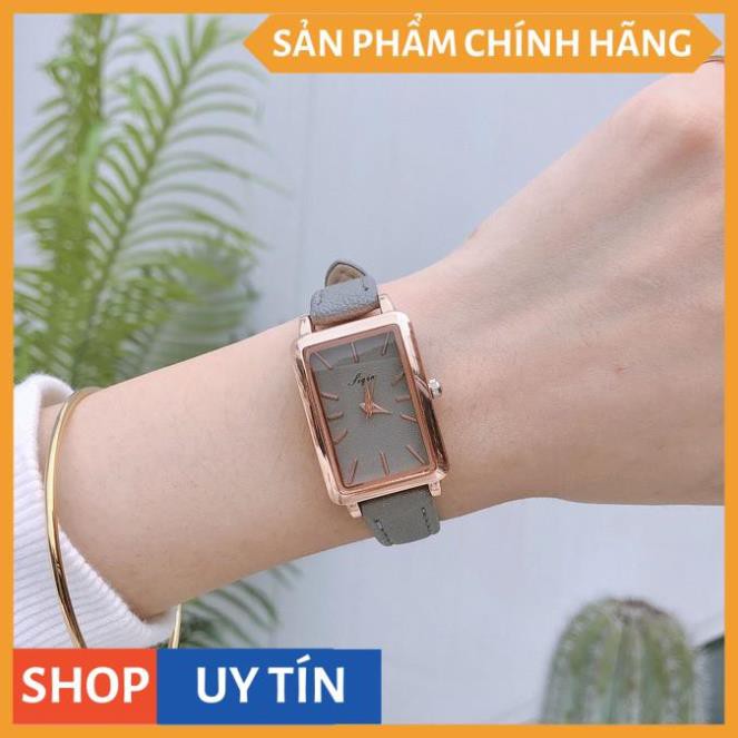 Đồng hồ nữ Jigin hàng chính hãng mặt chữ nhật dây da mềm mỏng ôm tay