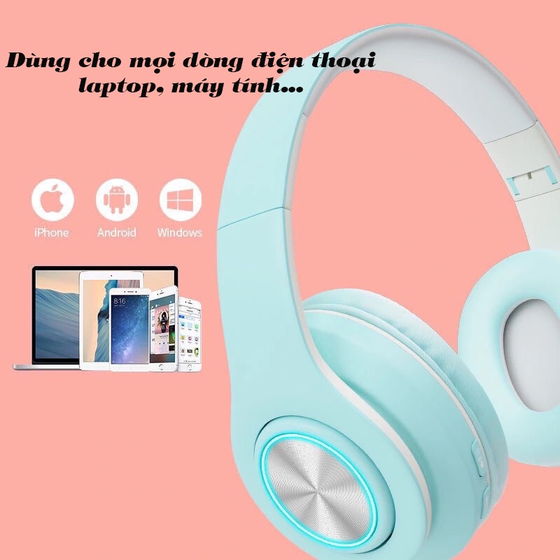 [HOT] Tai nghe chụp tai B39, Headphone bluetooth cao cấp có led đổi màu, âm thanh cực đỉnh, bass siêu hay - BH 12T