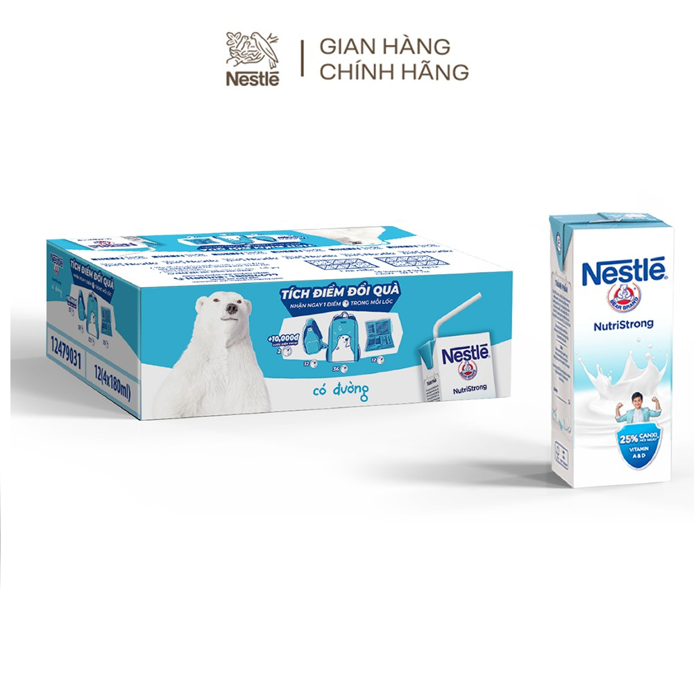 [CÀO TRÚNG THƯỞNG 100%] Thùng 48 hộp sữa Nestlé Gấu có đường (48x180ml ...