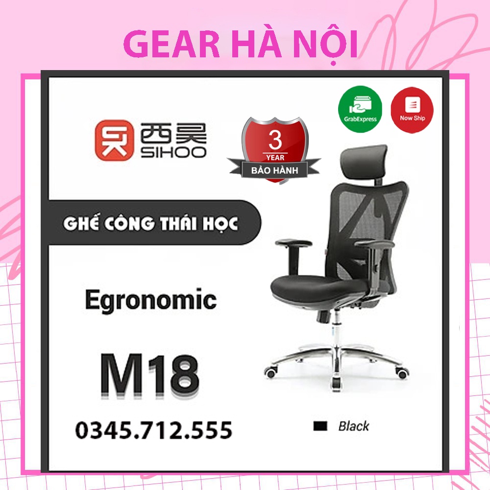 SIHOO M18 - Ghế lưới văn phòng Cao Cấp thiết kế công thái học Ergonomic, điều chỉnh cột sống