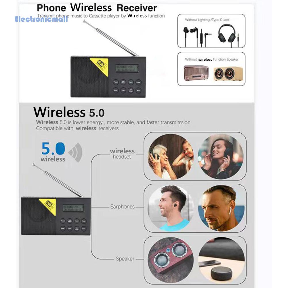 Đài Radio Kỹ Thuật Số Mini Di Động Có Radio FM DAB 3.5mm Điện Tử Kích Thước Nhỏ Gọn Tiện Dụng