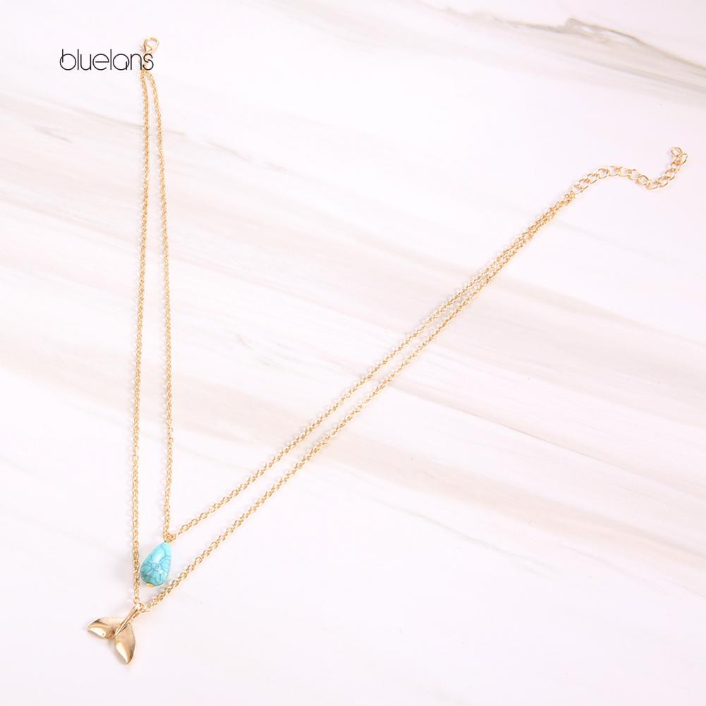 Vòng cổ Hai Lớp Mặt Đuôi Cá Phong Cách Boho Thời Trang Cho Nữ