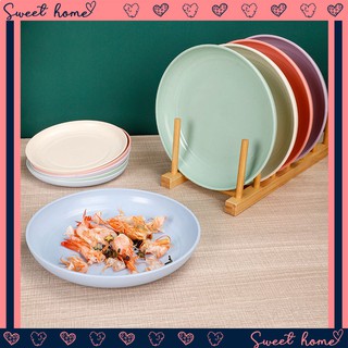 Đĩa nhựa lúa mạch 6 màu đựng thức ăn - Bộ đĩa tròn lúa mạch nhỏ gọn, tiện lợi, an toàn cho sức khỏe