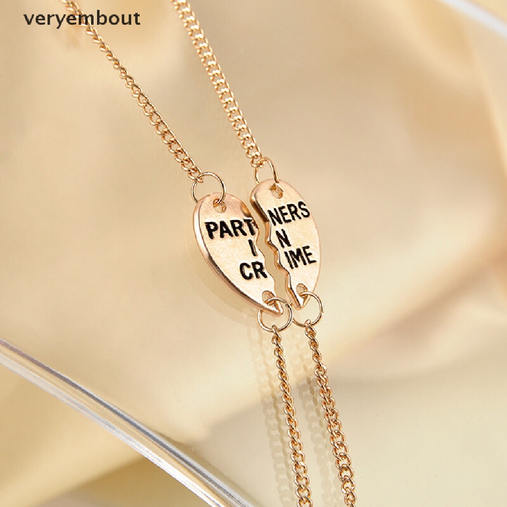 Set 2 Vòng Tay Mặt Trái Tim Chia Đôi Khắc Chữ Best Friends Forever