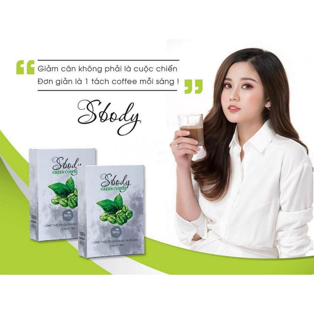 Cà phê xanh giảm cân Sbody Green Coffee nấm giảm cân an toàn hiệu quả hộp 12 gói x 15g - Út store