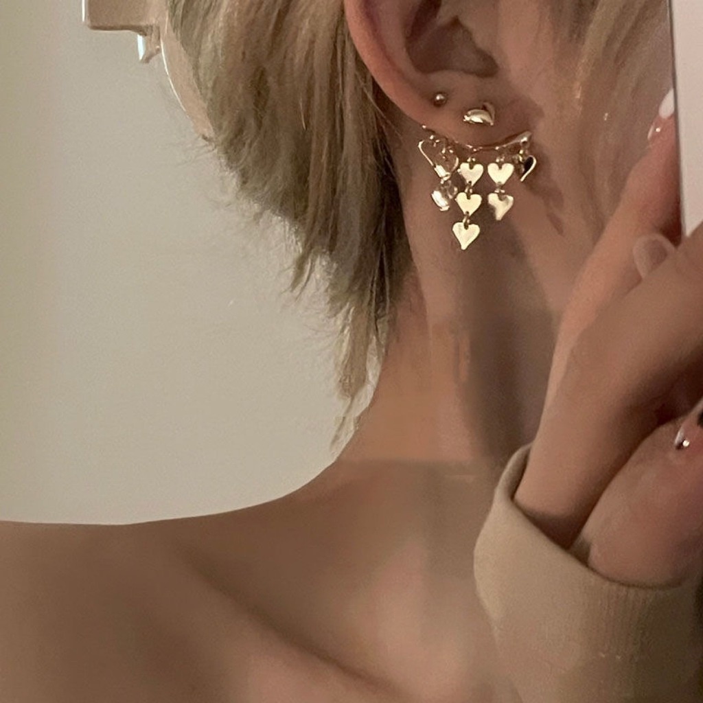 Khuyên Tai Kim Loại Hình Trái Tim Sang Trọng Cao Cấp 19A1439