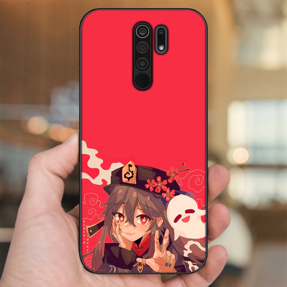 Ốp lưng Xiaomi Redmi 9 viền đen in hình Hutao Genshin Impact
