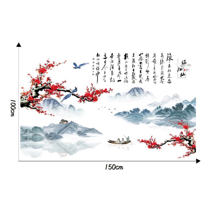 Tranh dán tường 3D Tiên Cảnh KT 150x100cm, Decal trang trí phòng