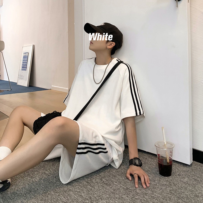 Set Đồ Thể Thao Áo Thun Tay Ngắn + Quần Short Dáng Rộng Phong Cách Nhật Bản Thời Trang Mùa Hè Cho Nam Và Nữ Size S-5XL