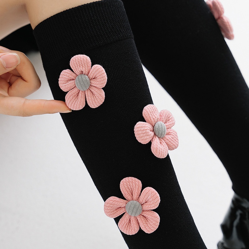 Vớ Dài Qua Gối Vải Cotton Dệt Kim Mỏng Họa Tiết Hoa 3D Kiểu Lolita Nhật Bản Dễ Thương Cho Nữ Sinh