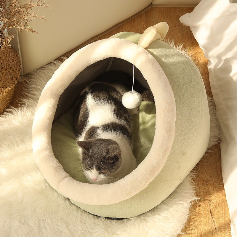 Thú cưng bốn mùa ấm mèo chất độn chuồng cho đông Đồ dùng chung cũi chó đóng giường có thể tháo rời và giặt được