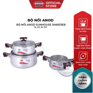 Bộ nồi anod Sunhouse SH6633 quai EB (16,20,24)