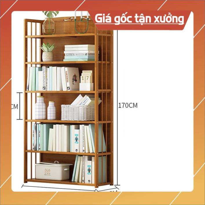 💥HÀNG CÓ SẴN💥 Kệ  sách gỗ tre, kệ  sách văn phòng 6 tầng 90cm TUR064