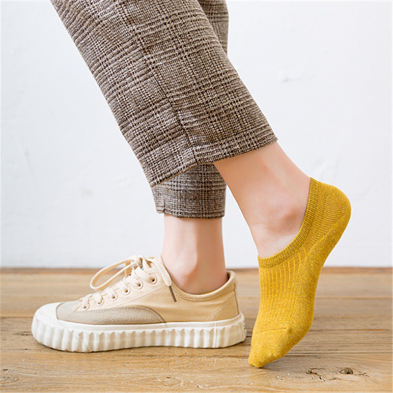 Tất vớ nữ cổ ngắn trơn nhiều màu cotton dày đẹp Hàn Quốc cute dễ thương ANDOSA T09