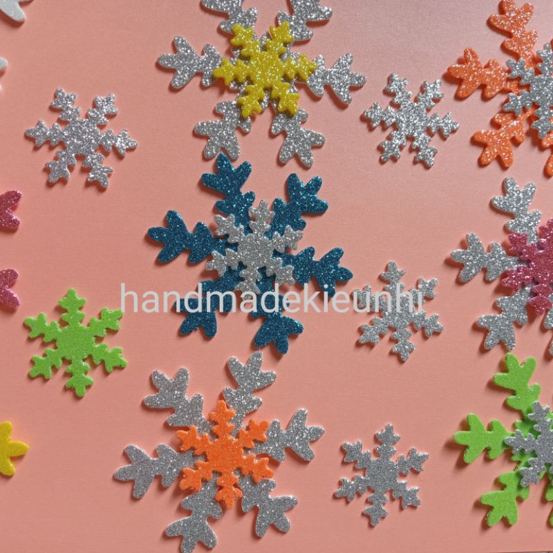 8 -20 -35 Bông tuyết 7.5CM, 3.7CM bằng giấy XỐP KIM TUYẾN, hình trang trí mầm non, handmade, giấy màu, thiệp, giáng sinh